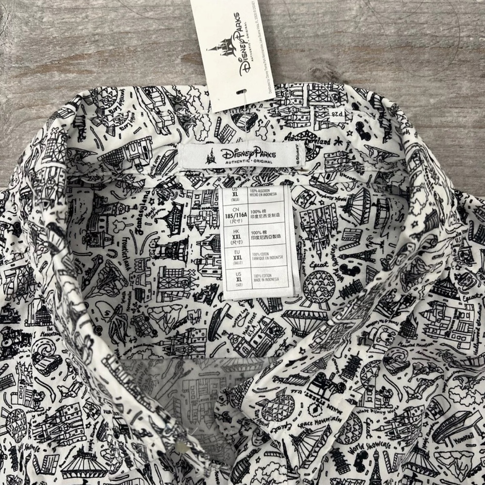 Men's Black and White Patterned Disney Shirt - Picture 3 of 6